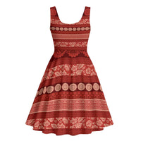 Fiji Marau na Kerisimasi Midi Dress Red Tapa Masi Inspired Christmas - Polynesian Pride
