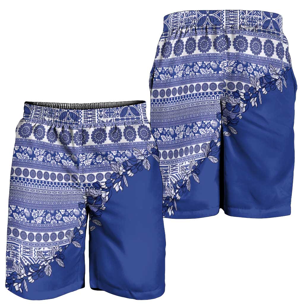 Fiji Marau na Kerisimasi Shorts for Men Blue Tagimoucia Tapa Masi Tribal - Polynesian Pride