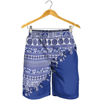 Fiji Marau na Kerisimasi Shorts for Men Blue Tagimoucia Tapa Masi Tribal - Polynesian Pride