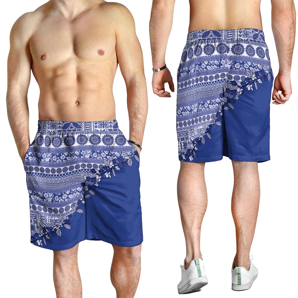 Fiji Marau na Kerisimasi Shorts for Men Blue Tagimoucia Tapa Masi Tribal - Polynesian Pride