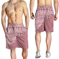 Fiji Marau na Kerisimasi Shorts for Men Dusty Rose Tagimoucia Tapa Masi Tribal - Polynesian Pride