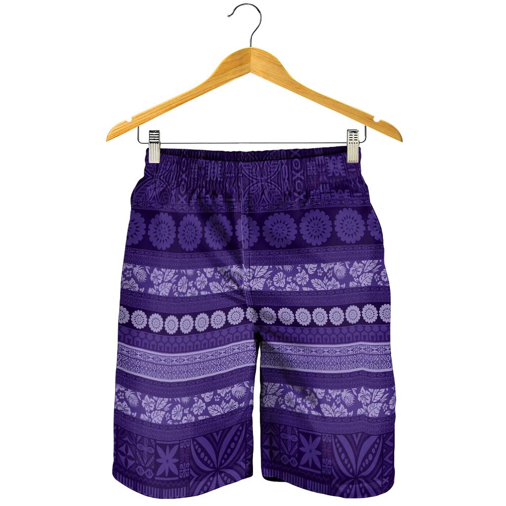 Fiji Marau na Kerisimasi Shorts for Men Purple Tapa Masi Inspired Christmas - Polynesian Pride