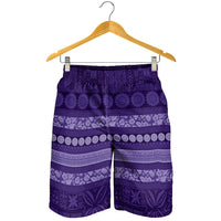 Fiji Marau na Kerisimasi Shorts for Men Purple Tapa Masi Inspired Christmas - Polynesian Pride