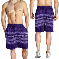 Fiji Marau na Kerisimasi Shorts for Men Purple Tapa Masi Inspired Christmas - Polynesian Pride