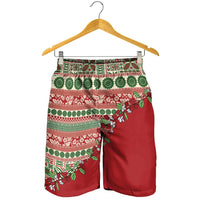 Fiji Marau na Kerisimasi Shorts for Men Red Tagimoucia Tapa Masi Tribal - Polynesian Pride