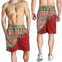 Fiji Marau na Kerisimasi Shorts for Men Red Tagimoucia Tapa Masi Tribal - Polynesian Pride