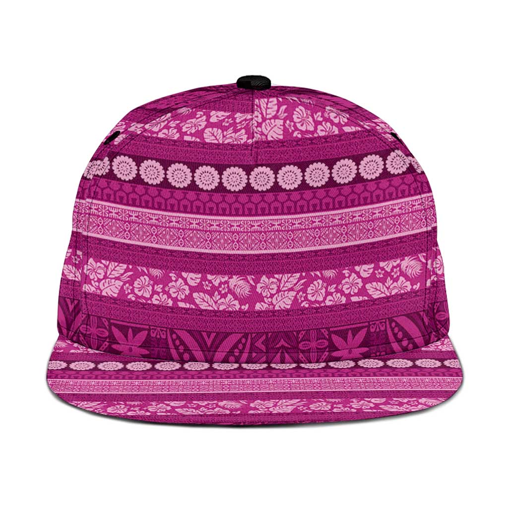 Fiji Marau na Kerisimasi Snapback Cap Pink Tapa Masi Inspired Christmas - Polynesian Pride