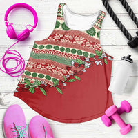 Fiji Marau na Kerisimasi Women Racerback Tank Red Tagimoucia Tapa Masi Tribal - Polynesian Pride