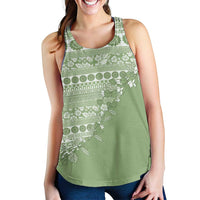 Fiji Marau na Kerisimasi Women Racerback Tank Sage Green Tagimoucia Tapa Masi Tribal - Polynesian Pride