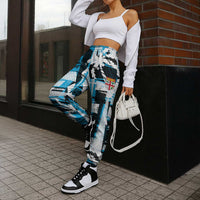 Fijian Rugby Jogger Pants Grunge Palm Stylized