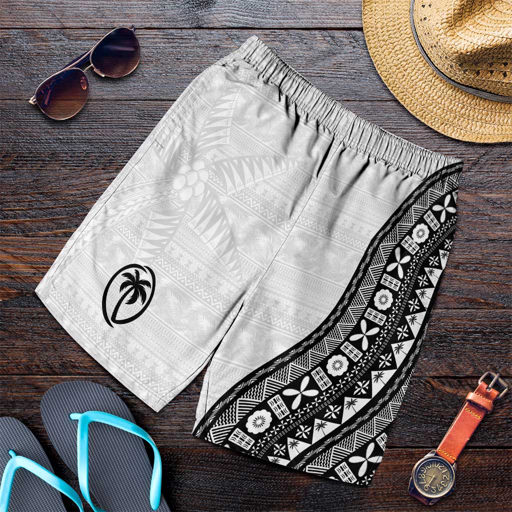 Fijian Rugby Shorts for Men Tapa Pattern and Palm Tree Tribal