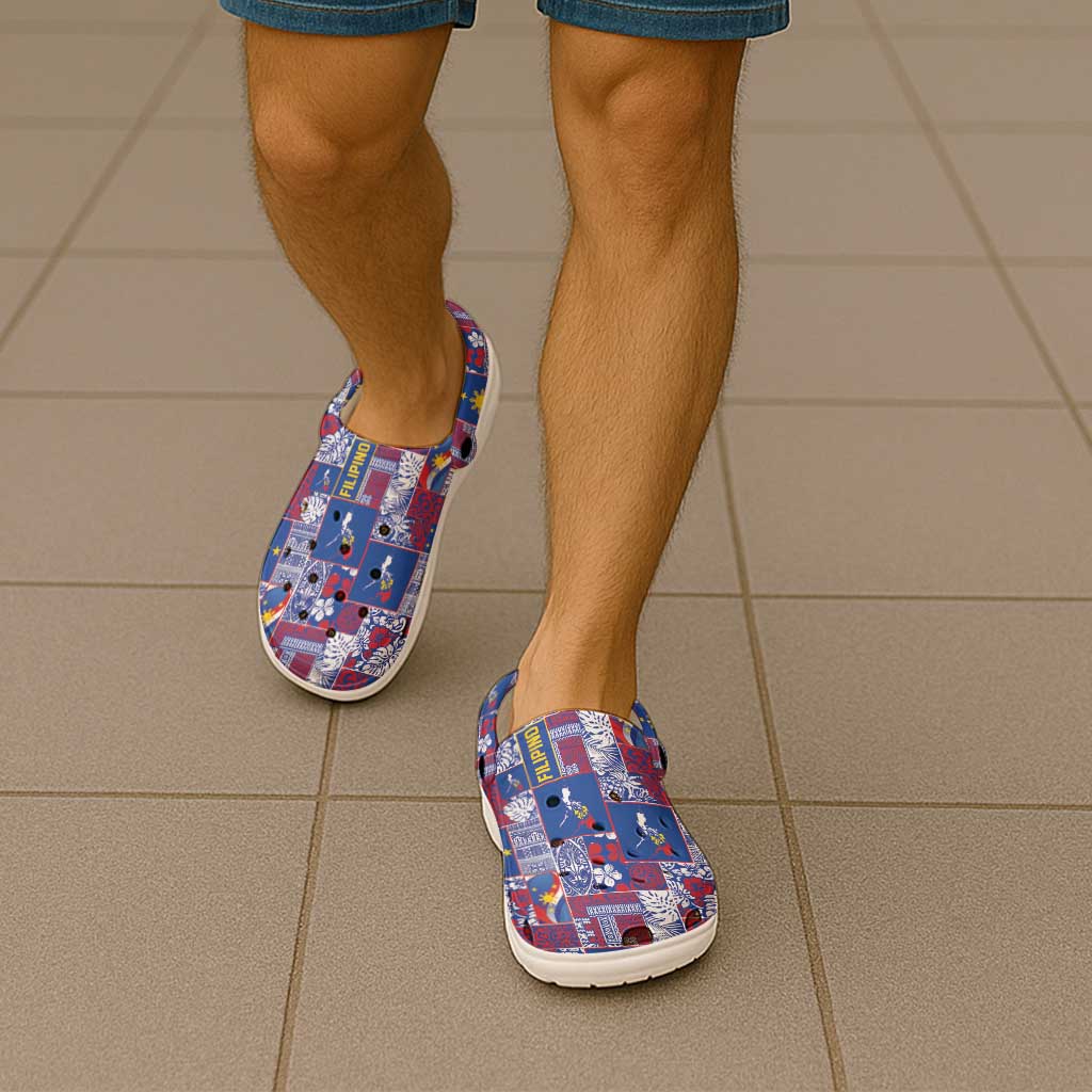 Filipino Maligayang Pasko Clogs Shoes Pacific Patchwork Xmas Vibes - Polynesian Pride
