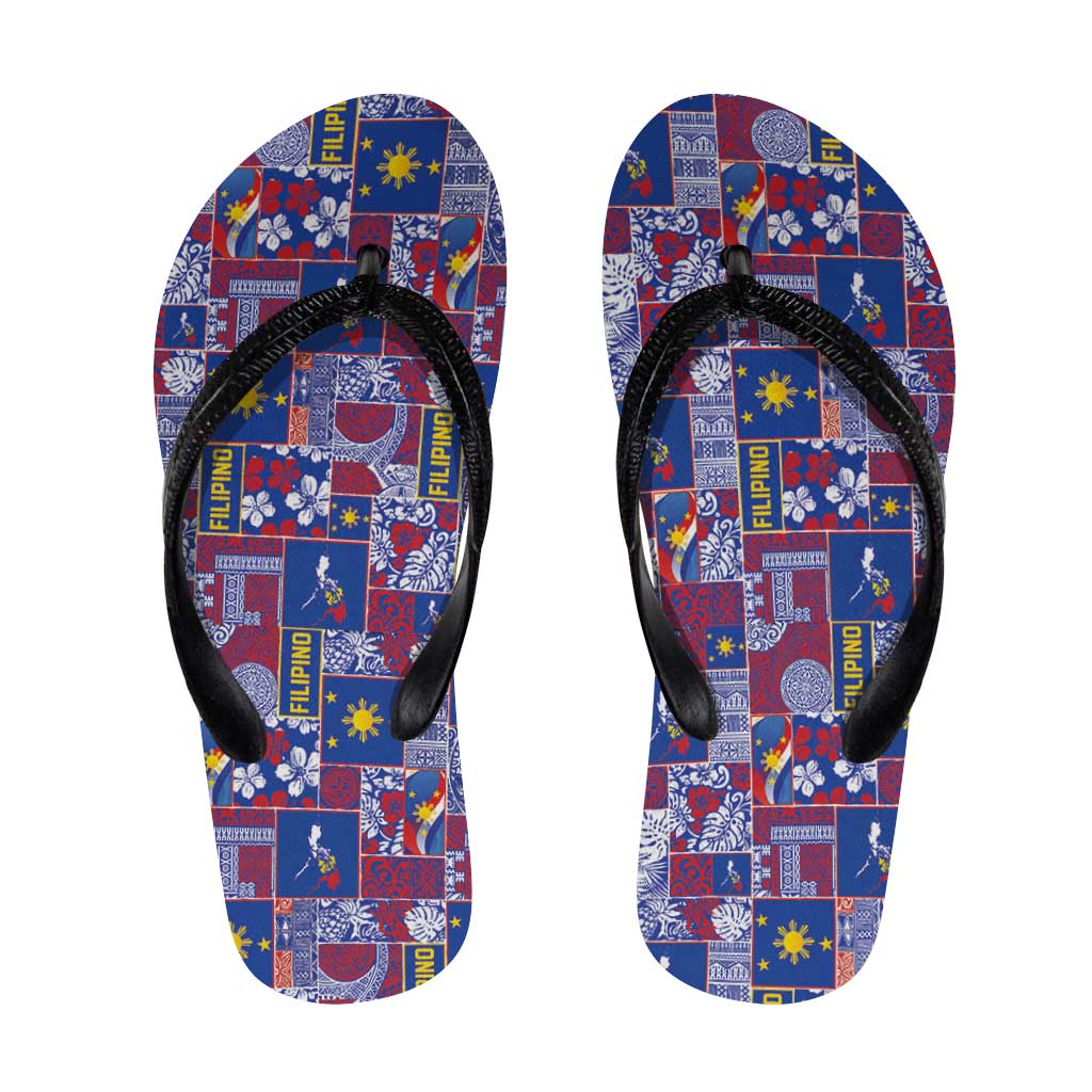 Filipino Maligayang Pasko Flip Flops Pacific Patchwork Xmas Vibes - Polynesian Pride