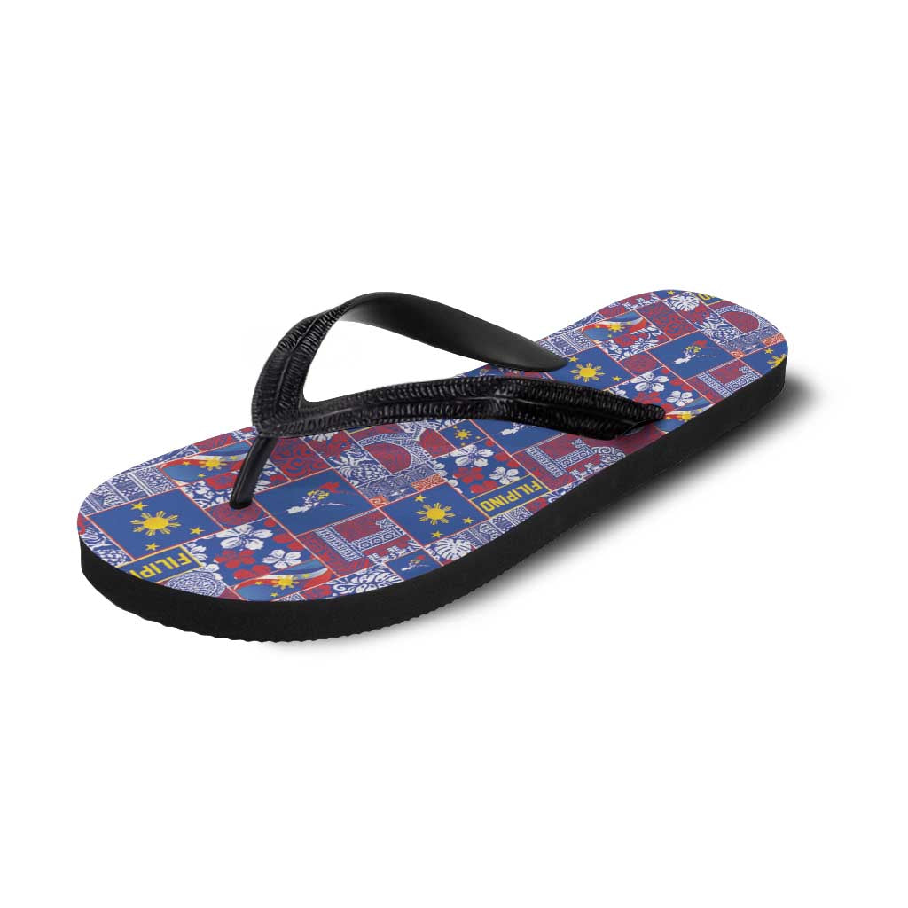 Filipino Maligayang Pasko Flip Flops Pacific Patchwork Xmas Vibes - Polynesian Pride