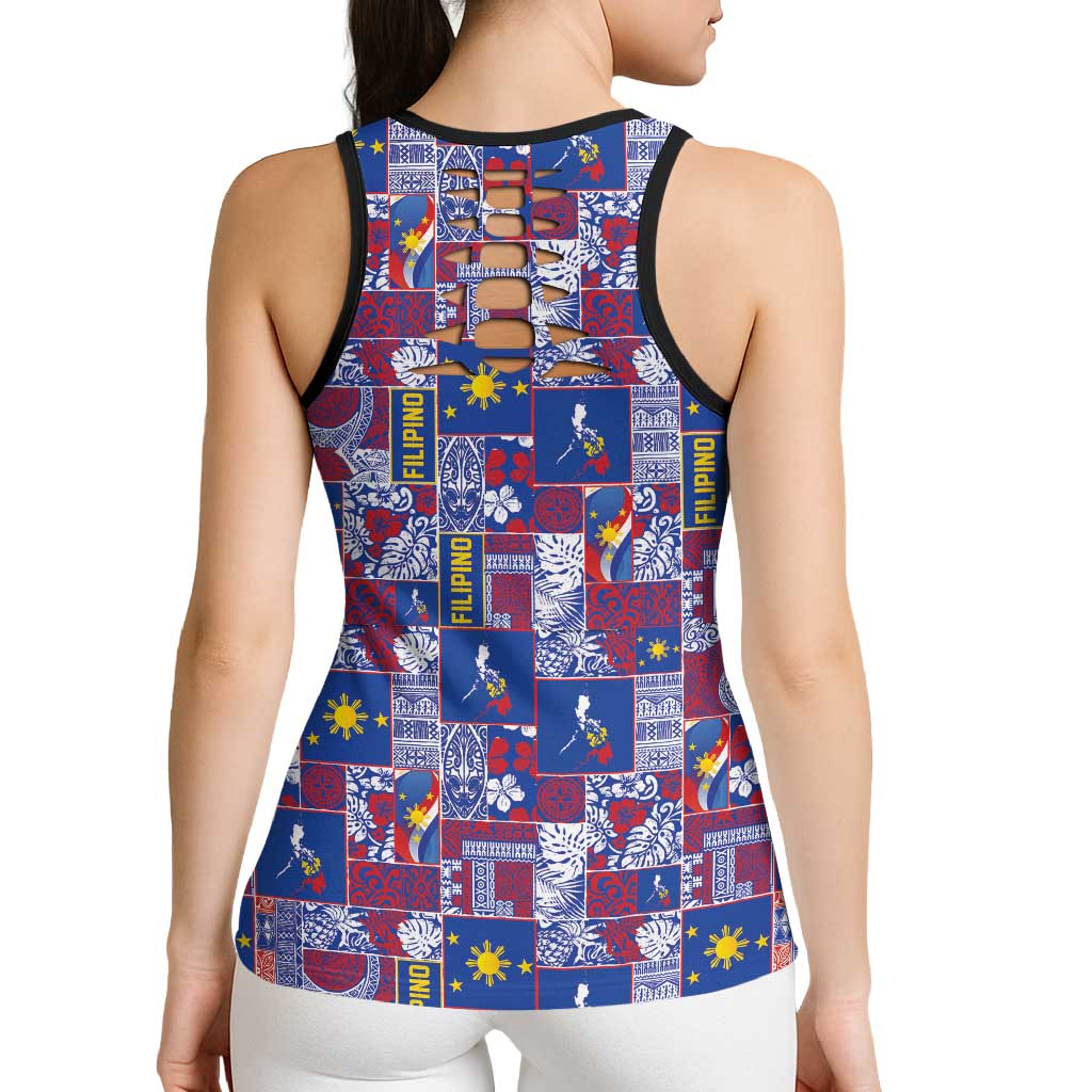 Filipino Maligayang Pasko Hollow Tank Top Pacific Patchwork Xmas Vibes - Polynesian Pride