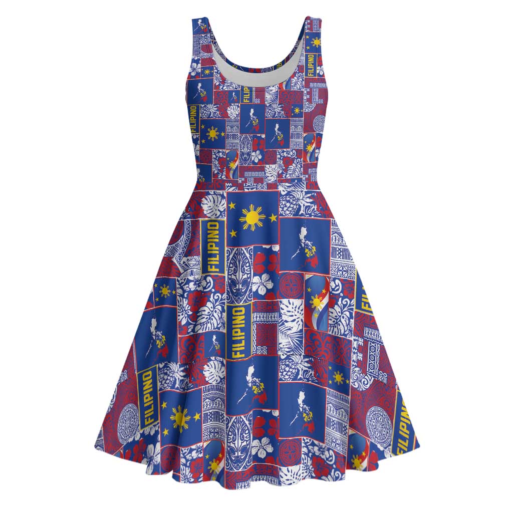 Filipino Maligayang Pasko Midi Dress Pacific Patchwork Xmas Vibes - Polynesian Pride