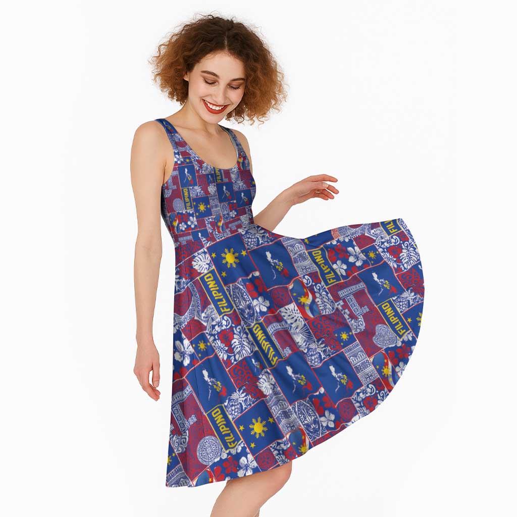 Filipino Maligayang Pasko Midi Dress Pacific Patchwork Xmas Vibes - Polynesian Pride