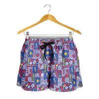 Filipino Maligayang Pasko Shorts for Women Pacific Patchwork Xmas Vibes - Polynesian Pride