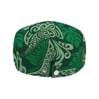 Forest Green Monstera Jeff Hat Polynesian Tribal Pattern - Polynesian Pride