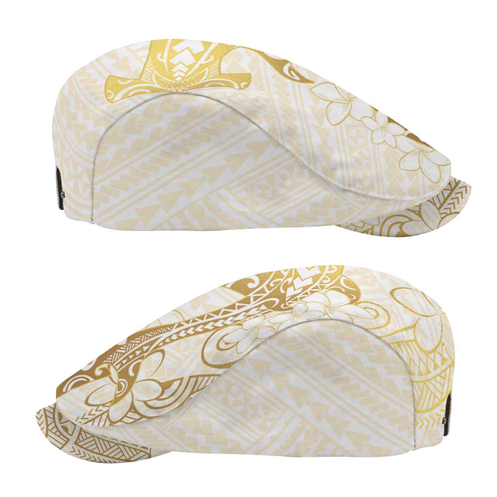 Gold and White Hawaii Jeff Hat Hammerhead Shark Tattoo Curve Polynesian - Polynesian Pride