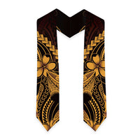 Gold Black Aloha Hawaii Graduation Stole Polynesian Shark Tattoo With Plumeria - Polynesian Pride