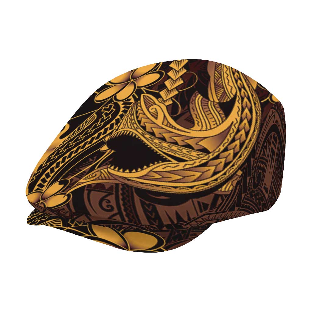 Gold Black Aloha Hawaii Jeff Hat Polynesian Shark Tattoo With Plumeria - Polynesian Pride