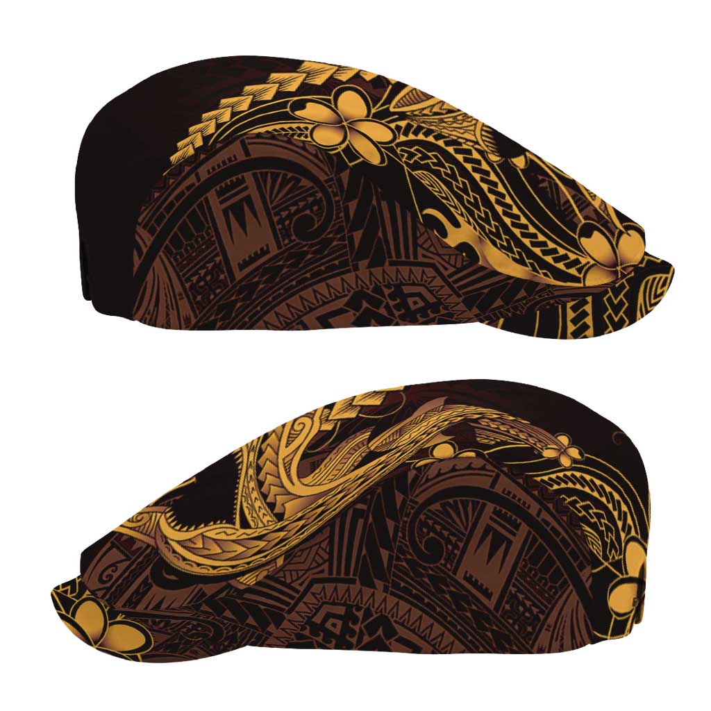 Gold Black Aloha Hawaii Jeff Hat Polynesian Shark Tattoo With Plumeria - Polynesian Pride