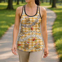 Gold Palaka Hawaii Mele Kalikimaka Hollow Tank Top Ohia Lehua Shell Leis Funny Gingerbread Santa - Polynesian Pride