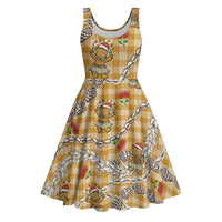 Gold Palaka Hawaii Mele Kalikimaka Midi Dress Ohia Lehua Shell Leis Funny Gingerbread Santa - Polynesian Pride