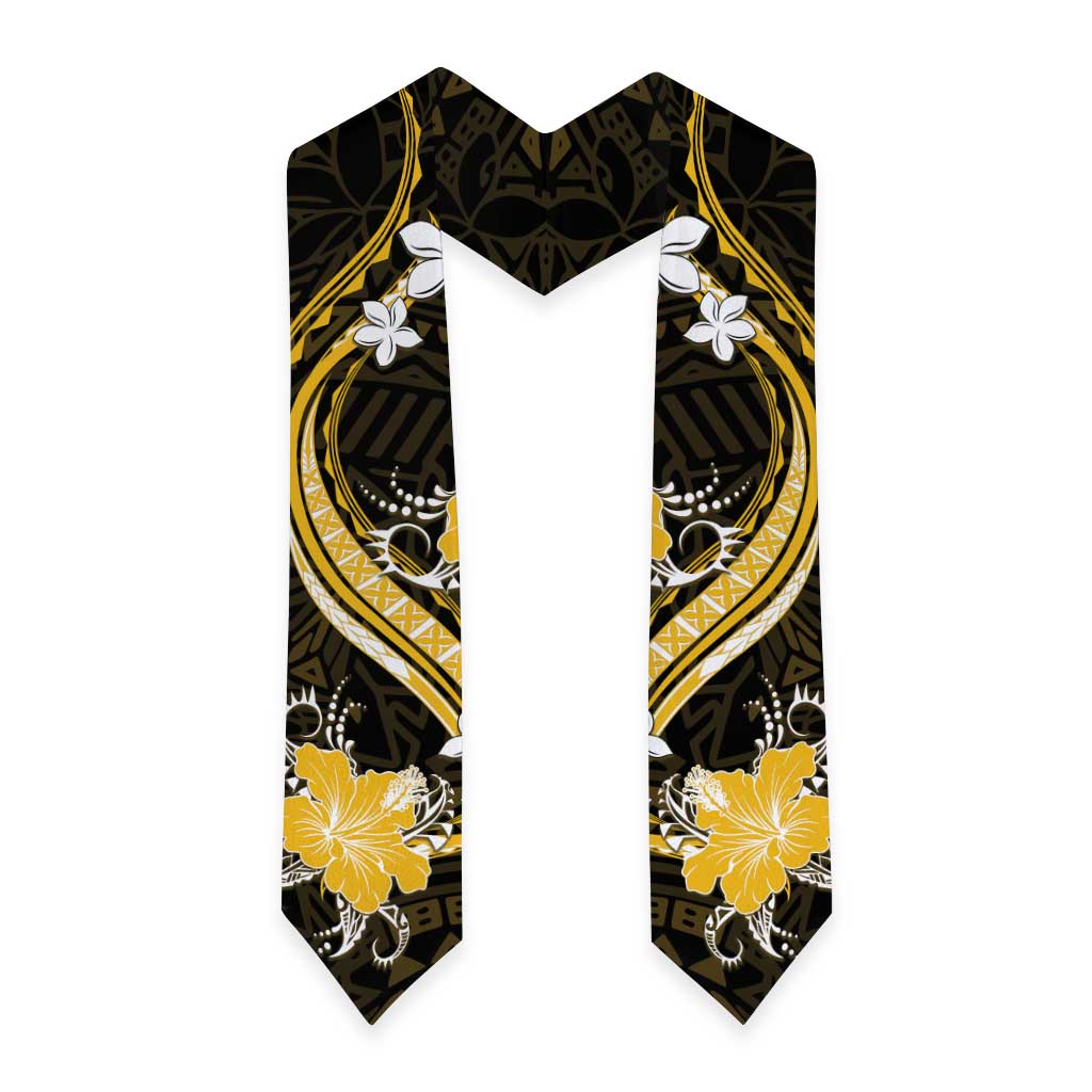 Gold Polynesian Pattern With Tropical Flowers Graduation Stole LT05 - Polynesian Pride