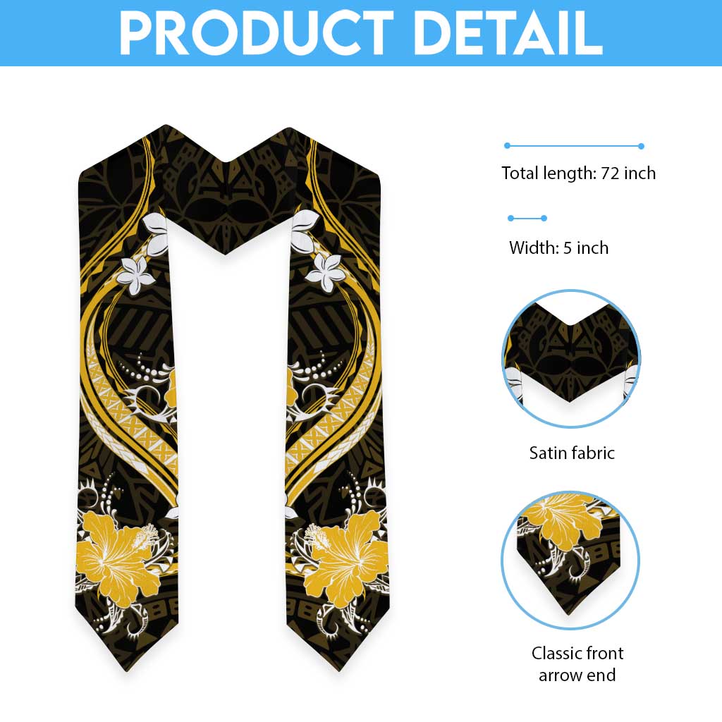 Gold Polynesian Pattern With Tropical Flowers Graduation Stole LT05 - Polynesian Pride