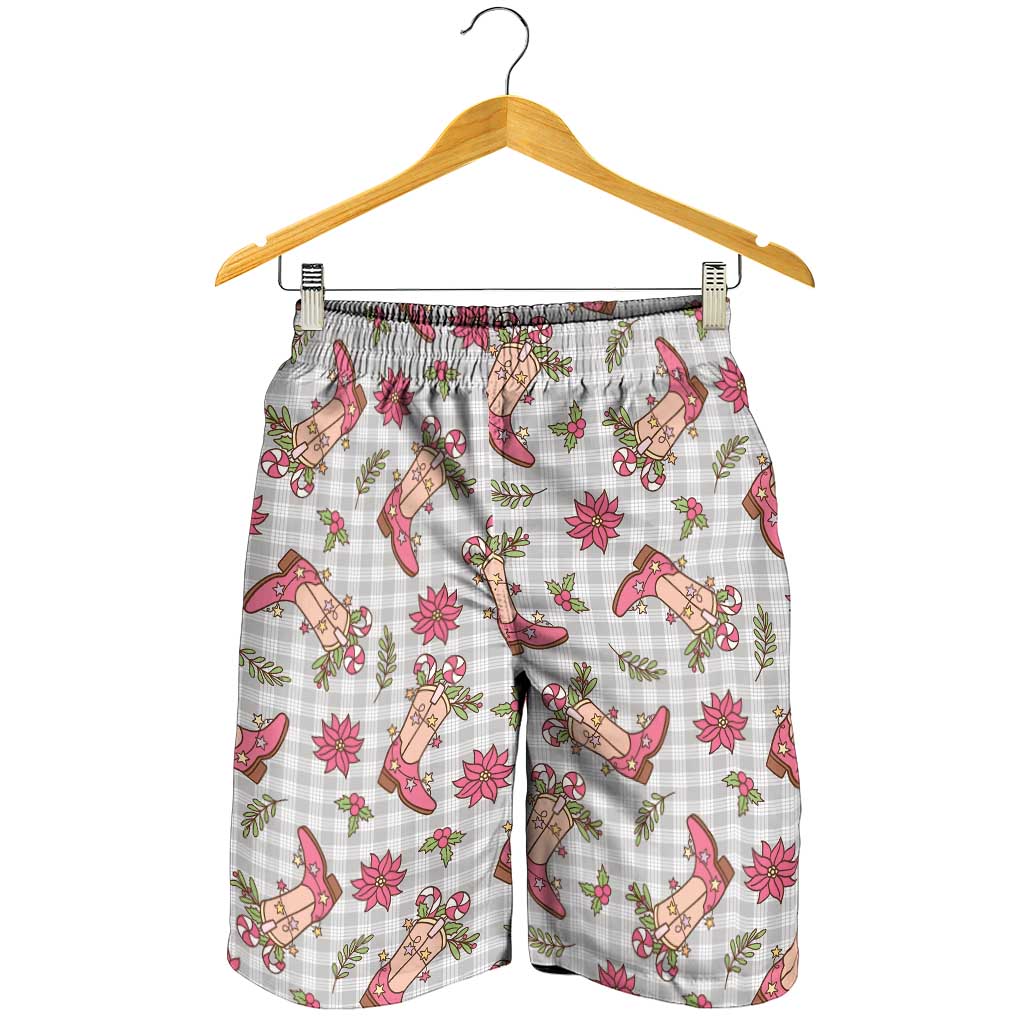 Gray Paniolo Palaka Hawaiian Cowgirl Christmas Shorts for Men - Polynesian Pride
