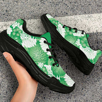 Green Aloha Hawaii Chunky Sneakers Monstera Hibiscus Plumeria Seamless Vibes LT14 - Polynesian Pride