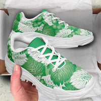 Green Aloha Hawaii Chunky Sneakers Monstera Hibiscus Plumeria Seamless Vibes LT14 - Polynesian Pride
