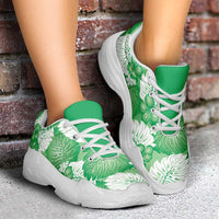 Green Aloha Hawaii Chunky Sneakers Monstera Hibiscus Plumeria Seamless Vibes LT14 - Polynesian Pride