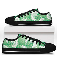 Green Aloha Hawaii Low Top Shoes Monstera Hibiscus Plumeria Seamless Vibes - Polynesian Pride