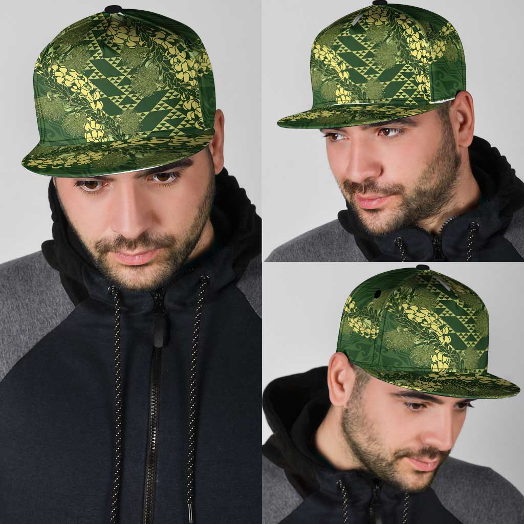 Green Aloha Hawaii Snapback Cap Hawaiian Kakau Ohia Lehua Lei - Polynesian Pride