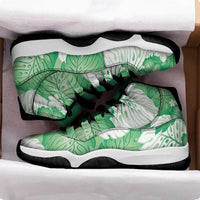 Green Aloha Hawaii Sneakers J11 Monstera Hibiscus Plumeria Seamless Vibes LT14 - Polynesian Pride
