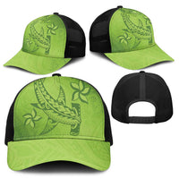 Green Gradient Polynesia Baseball Net Cap Hawaiian Tribal Hammerhead Shark Tattoo - Polynesian Pride