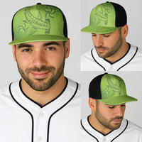 Green Gradient Polynesia Baseball Net Cap Hawaiian Tribal Hammerhead Shark Tattoo - Polynesian Pride