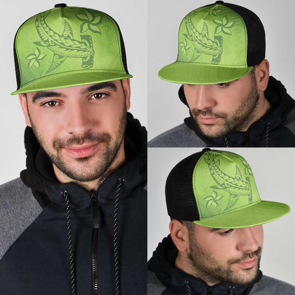 Green Gradient Polynesia Mesh Trucker Cap Hawaiian Tribal Hammerhead Shark Tattoo - Polynesian Pride
