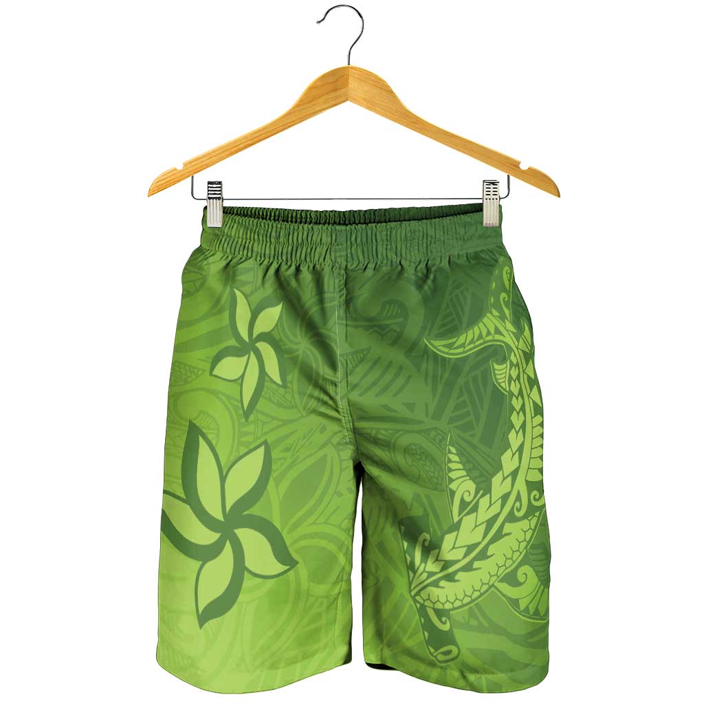 Green Gradient Polynesia Shorts for Men Hawaiian Tribal Hammerhead Shark Tattoo - Polynesian Pride