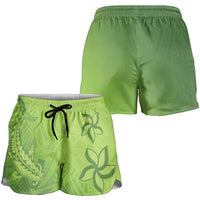 Green Gradient Polynesia Shorts for Women Hawaiian Tribal Hammerhead Shark Tattoo - Polynesian Pride
