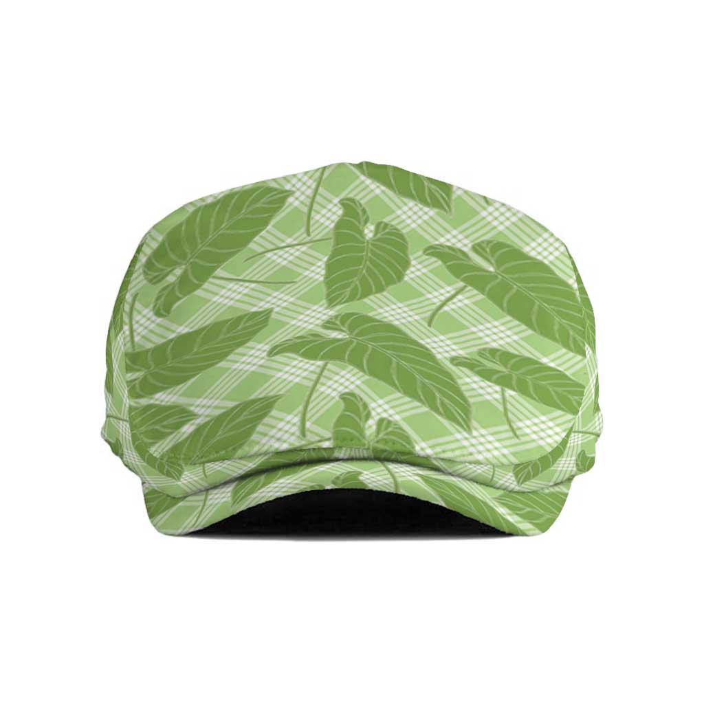 Green Hawaii Kalo Palaka Motifs Jeff Hat Hawaiian Taro Leaves Elegant Vibes LT14 Green - Polynesian Pride