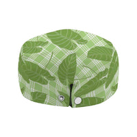 Green Hawaii Kalo Palaka Motifs Jeff Hat Hawaiian Taro Leaves Elegant Vibes LT14 - Polynesian Pride