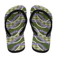 Green Hawaii Palaka Honohono Pikake Flip Flops Hawaiian Orchid Lei Polynesian Pattern - Polynesian Pride