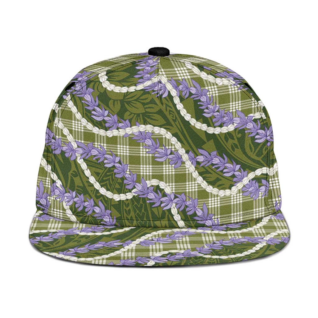 Green Hawaii Palaka Honohono Pikake Snapback Cap Hawaiian Orchid Lei Polynesian Pattern - Polynesian Pride
