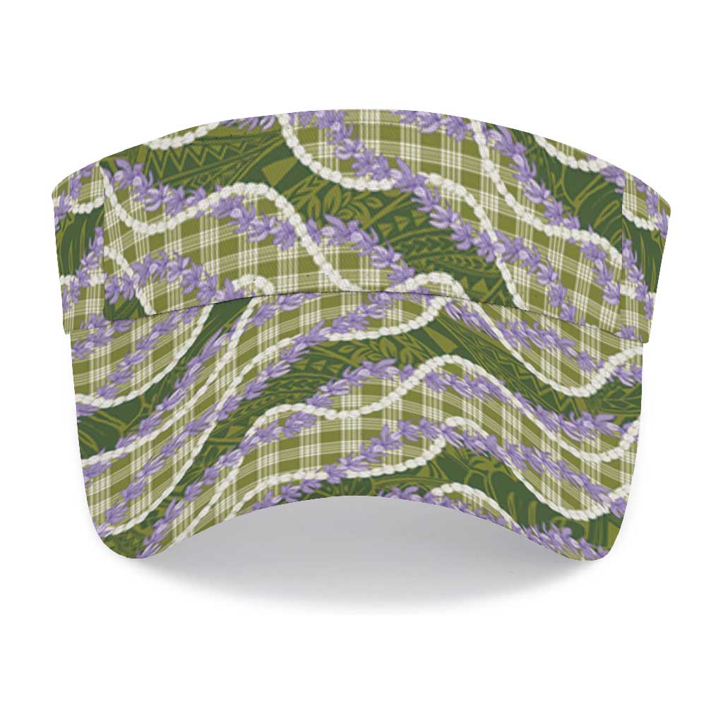Green Hawaii Palaka Honohono Pikake Sun Visor Cap Hawaiian Orchid Lei Polynesian Pattern LT14 - Polynesian Pride