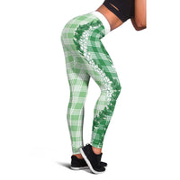 Green Hawaii Palaka Leggings Hawaiian Honohono Lei LT05 - Polynesian Pride