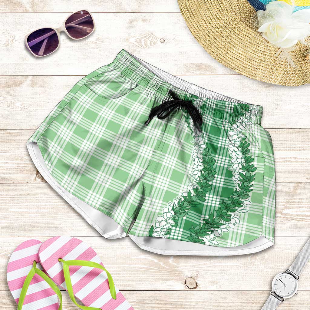 Green Hawaii Palaka Shorts for Women Hawaiian Honohono Lei LT05 Green - Polynesian Pride